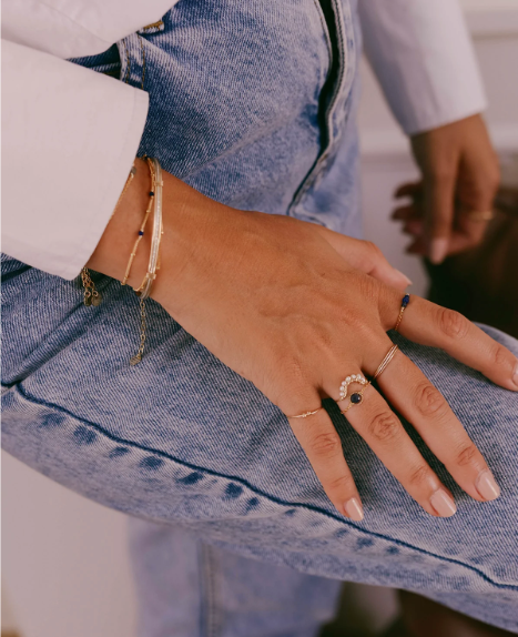 Bague chaînette Swan saphir