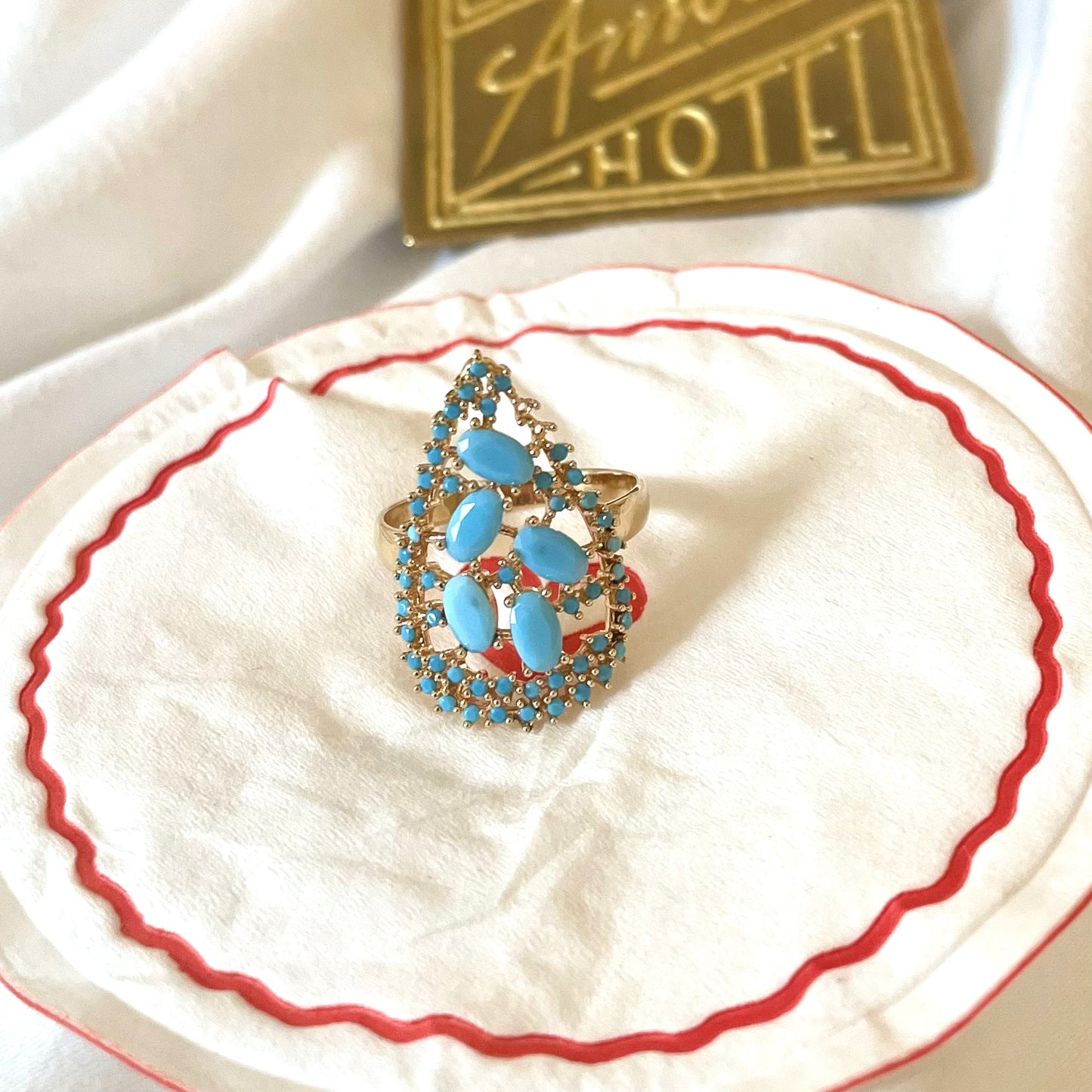 Bague goutte turquoise