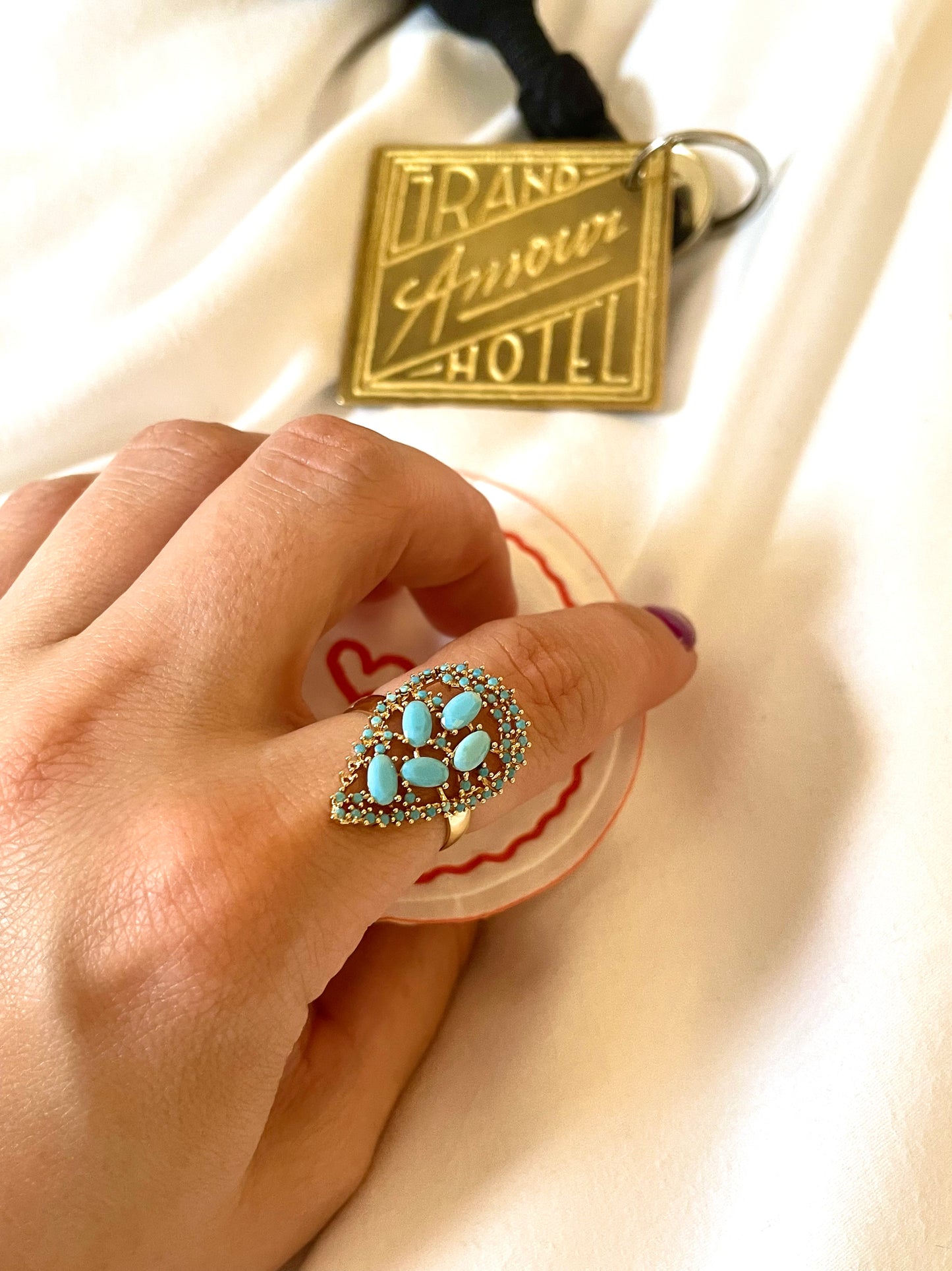 Bague goutte turquoise