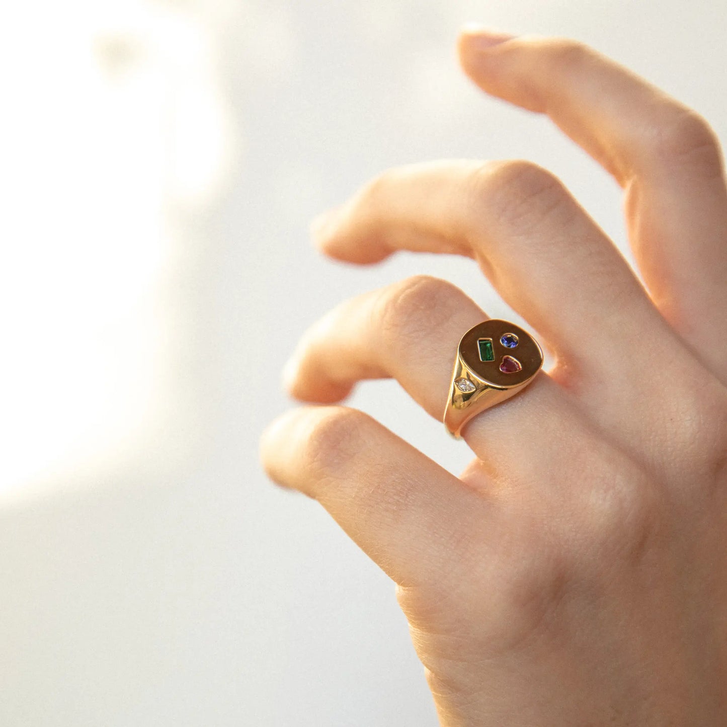 Bague chevalière Romance rose