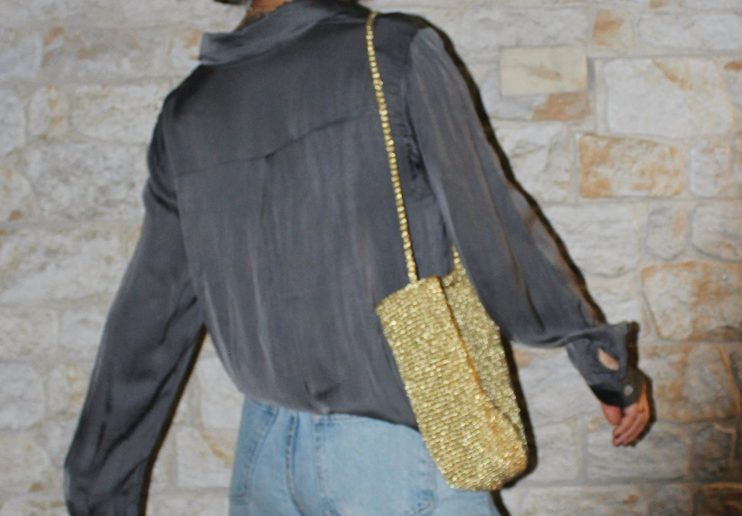 SAC TRESSÉ OR OU ARGENT