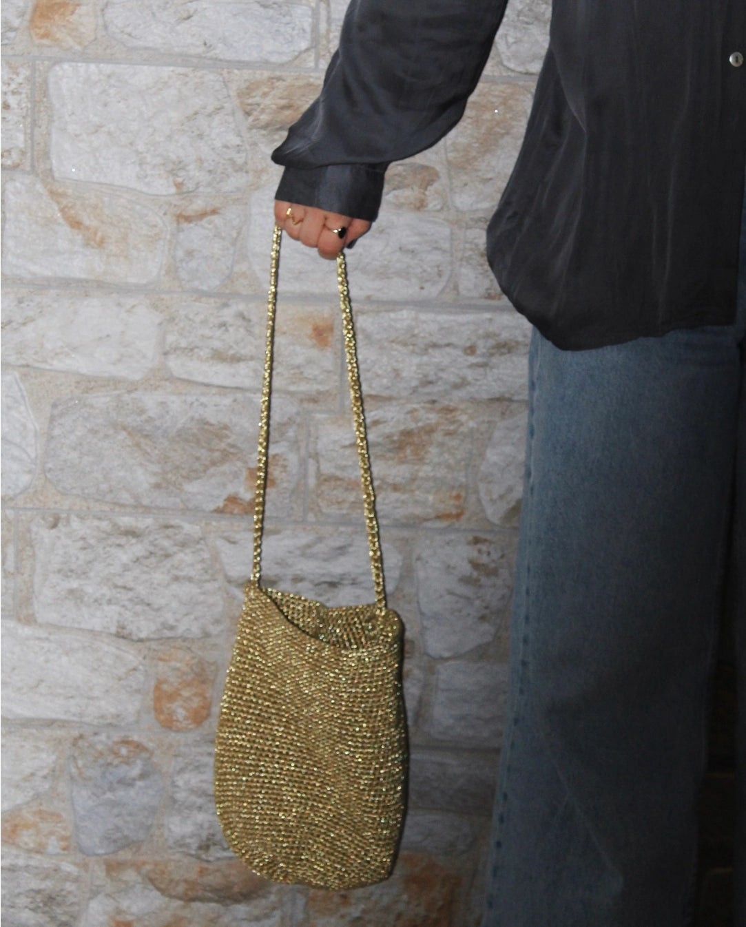 SAC TRESSÉ OR OU ARGENT